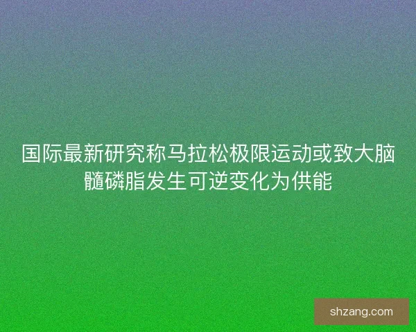 国际最新研究称马拉松极限运动或致大脑髓磷脂发生可逆变化为供能